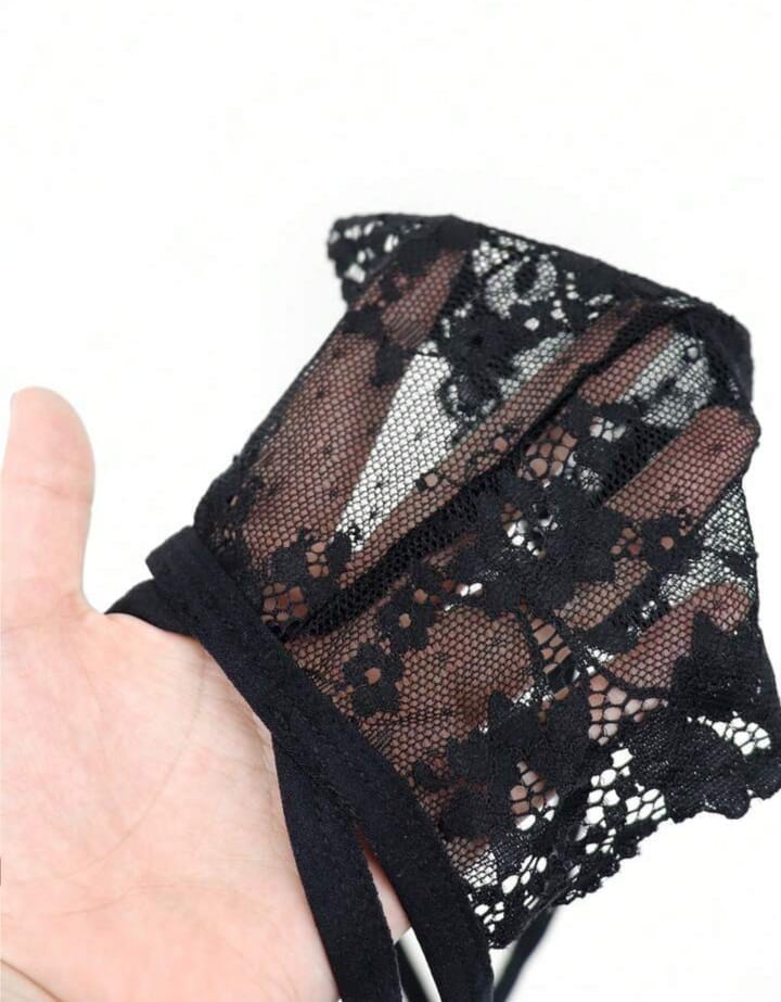 Midnight Lace Cross-Strap Thong